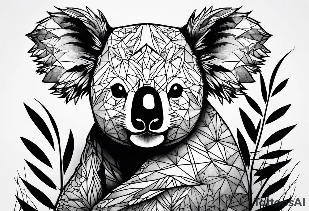 Koala samouraï forêt tattoo idea