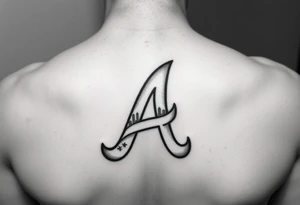Atlanta Braves letter logo “A” with 3D skyline incorporated in the letter tattoo idea
