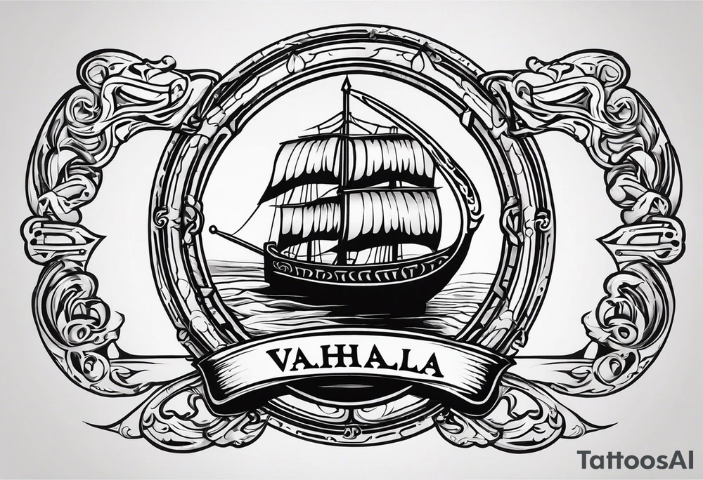 Valhalla sword ship shield tattoo idea