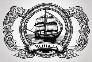 Valhalla sword ship shield tattoo idea