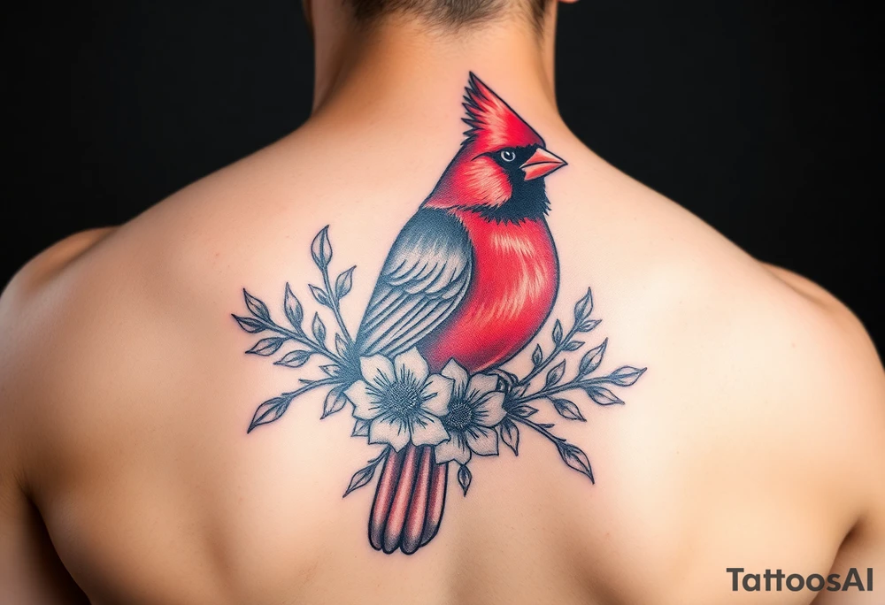 Cardinal with floral tattoo idea