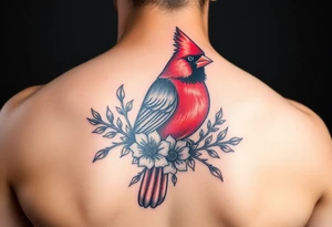 Cardinal with floral tattoo idea