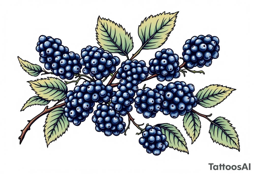 American traditional style Blackberry branch to wrap around an arm tattoo idea