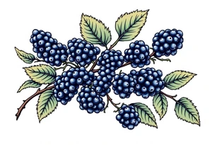 American traditional style Blackberry branch to wrap around an arm tattoo idea