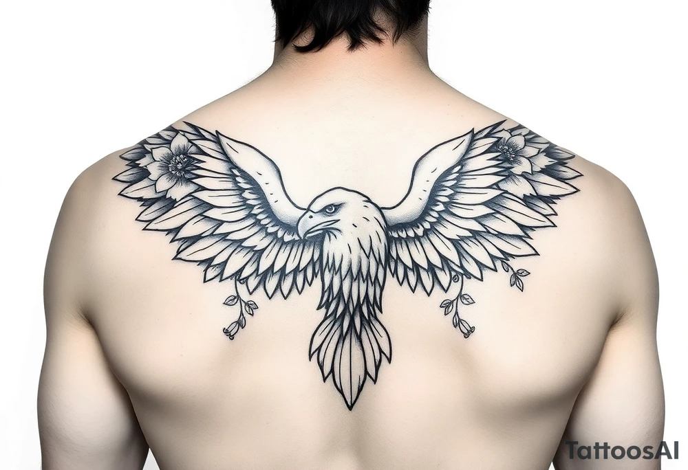 eagle and flowers wings not opened for the arm tattoo idea