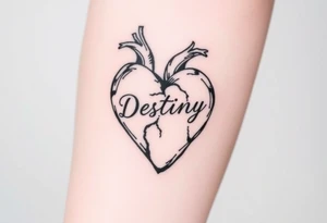 broken heart with destiny’s name tattoo idea