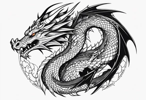 powerful dragon holding and protecting a female tattoo idea