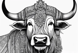 Black and white, grey Thai yak tattoo idea