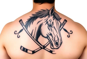 Horse with hockey sticks tattoo idea