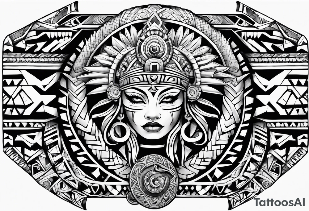 aztec snake sleeve tattoo idea