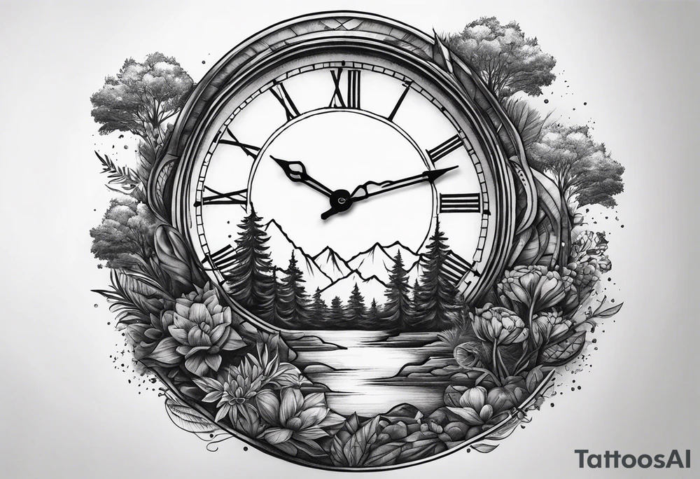 nature element clock memorial tattoo simple design tattoo idea nature element clock memorial tattoo simple design tattoo idea