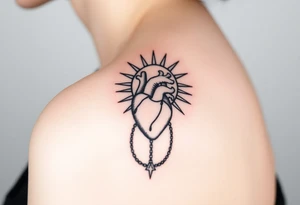 human heart chained up within the sublime sun tattoo idea