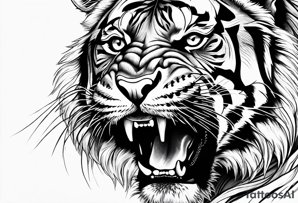 powerful mysterious tiger, close up tattoo idea