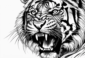 powerful mysterious tiger, close up tattoo idea