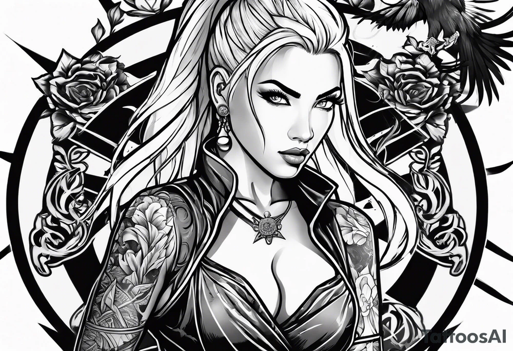 Blonde female martial artist tattoo idea