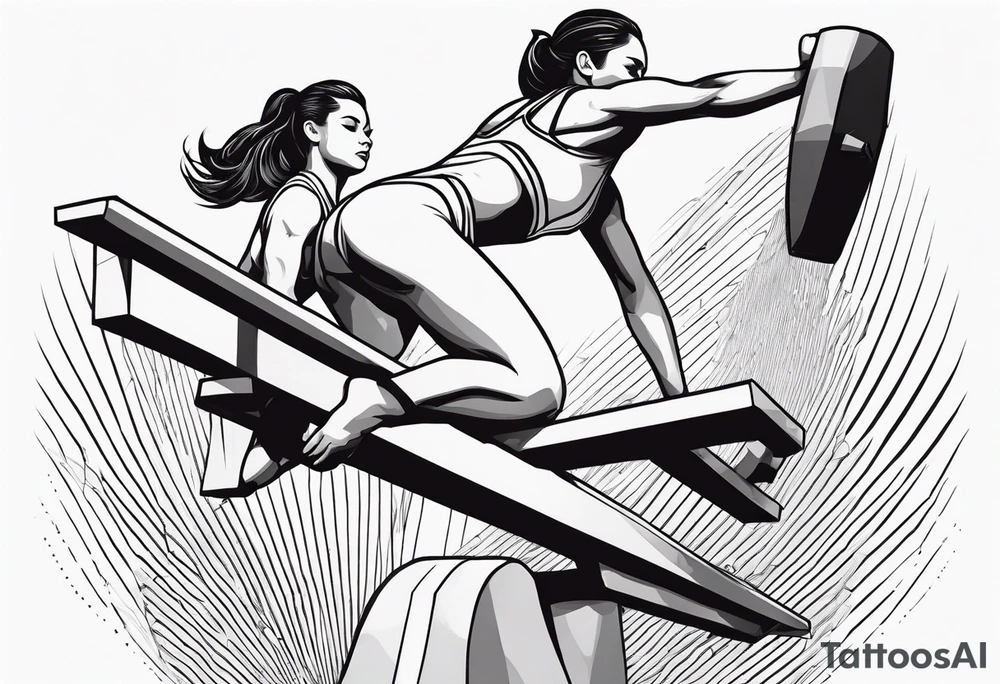 Artistic gymnastics, 1 woman on a balance beam, 1 man on a pummel horse tattoo idea