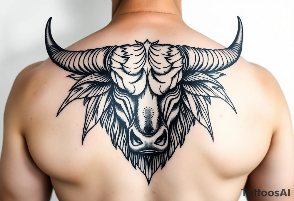 powerful majestic tarot style bull with Taurus in mind. tattoo idea