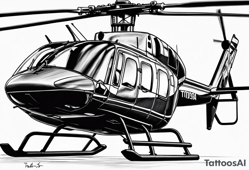 a bell 407 helicopter with the name T. Sousa on it. tattoo idea a bell 407 helicopter with the name T. Sousa on it. tattoo idea