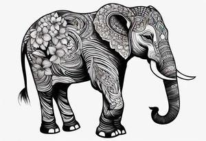 strength and resilience, feminine, elephant, colour tattoo idea