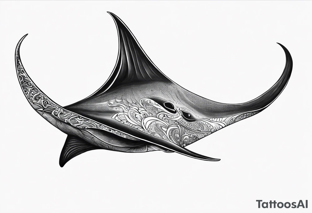 Manta ray swimming tattoo idea