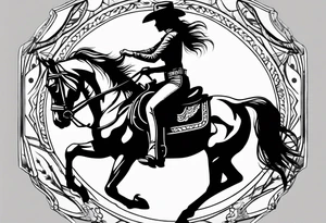 cowgirl on a horse american traditional tattoo idea