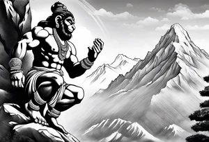 Hanuman lifting the mountain with his hand tattoo idea