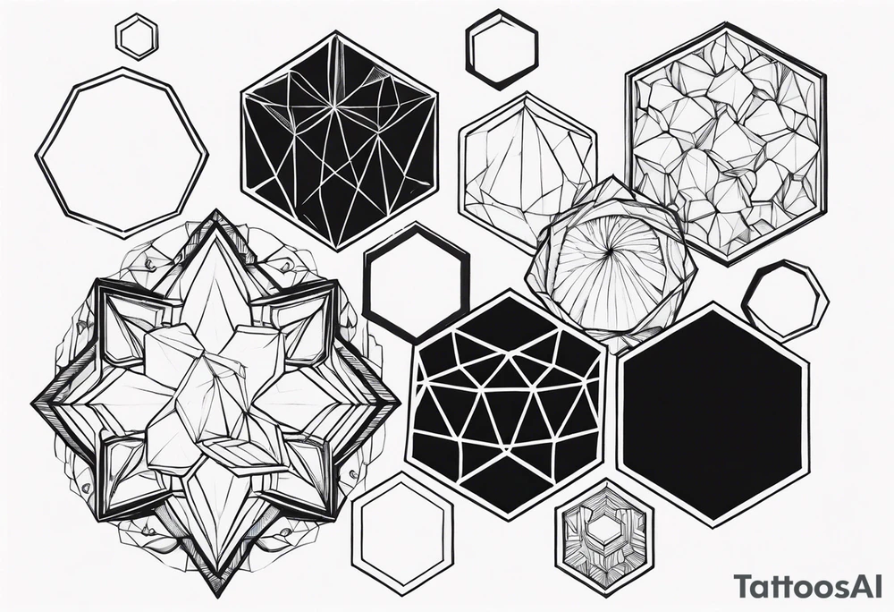 Crystal hexagons tattoo idea