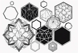 Crystal hexagons tattoo idea