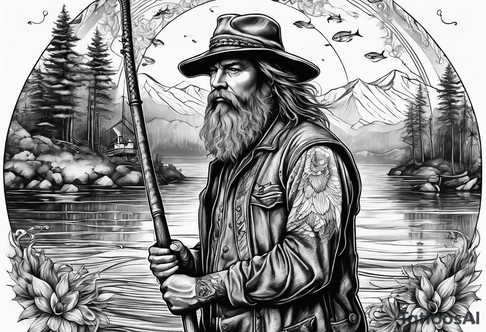 fisherman standing tattoo idea