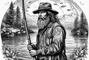fisherman standing tattoo idea