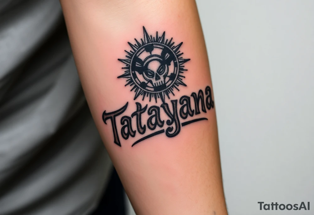 Tattoo for a man that says the name “Tatayana” tattoo idea