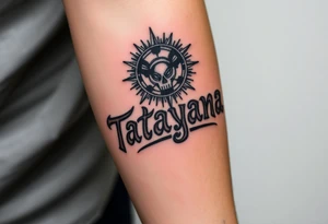 Tattoo for a man that says the name “Tatayana” tattoo idea
