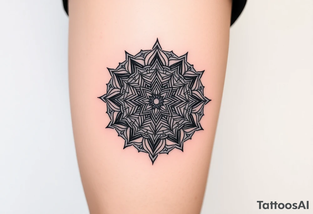 intricate mandala with sacred geometry and cosmic elements tattoo idea