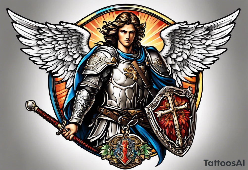 image of st michael the archangel with sword and shieldtattoo tattoo idea
