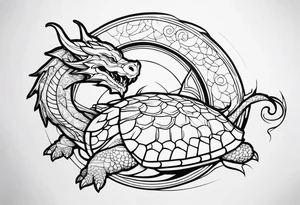 dragon wrapping around a turtle tattoo idea