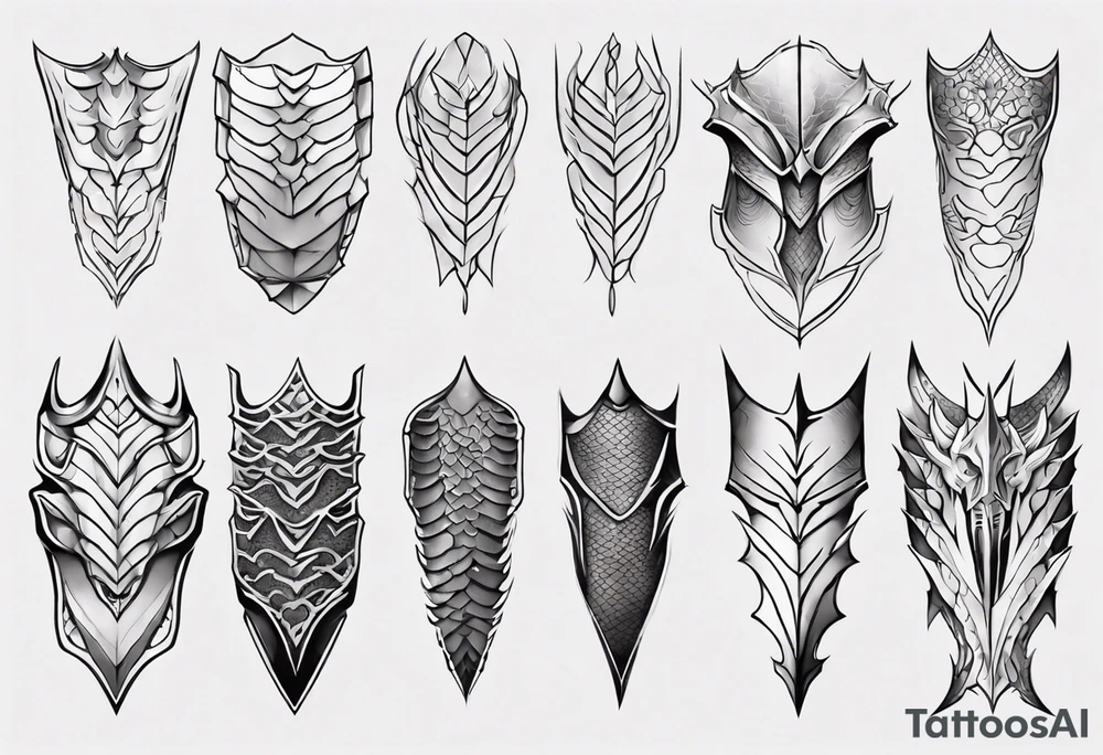 Dragonscale Leg armor symmetrical tattoo idea