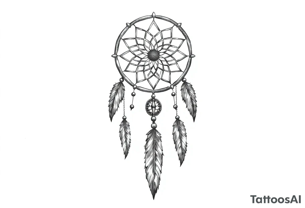 dreamcatcher with feathers for the memory of my grandma, slim tattoo idea
