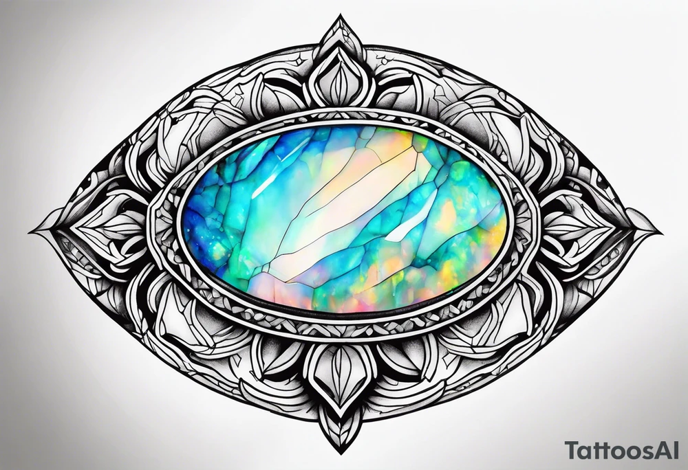 Natural opal gem stone tattoo idea