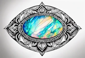 Natural opal gem stone tattoo idea