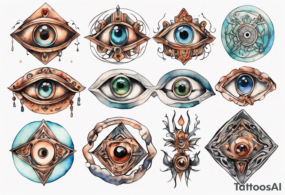 a copper eye amulet tattoo idea