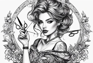 Fairy hairdresser holding scissors tattoo idea