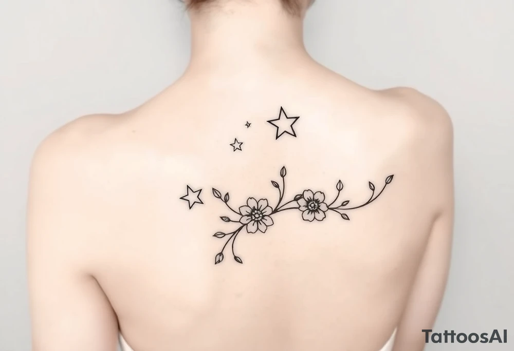 Stars with vine for forearm add flowers tattoo idea