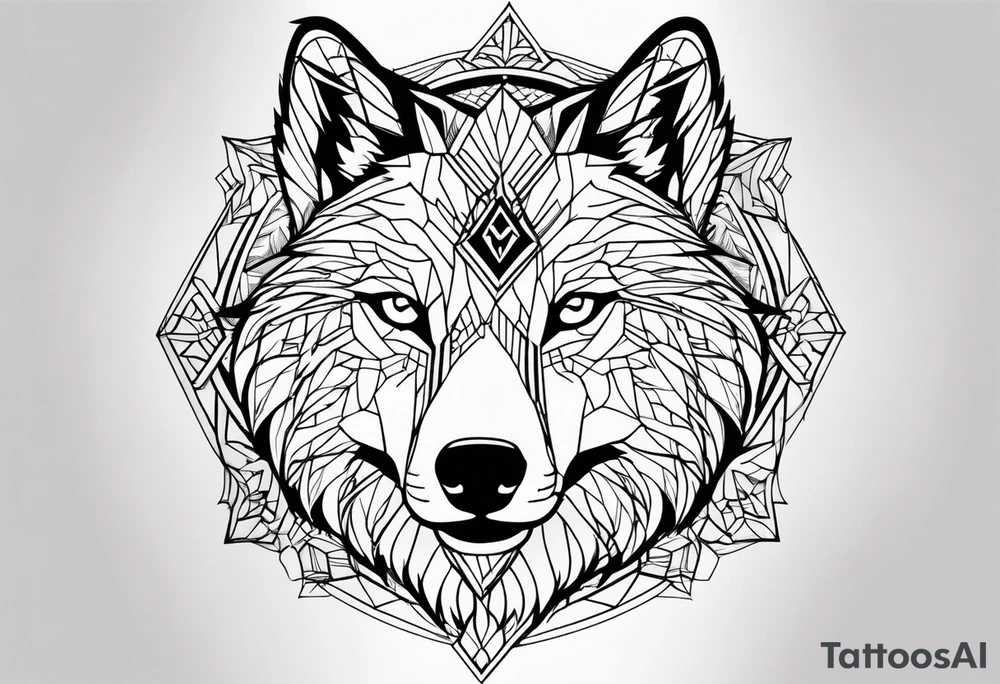 Abstract wolf face , tree of life tattoo idea