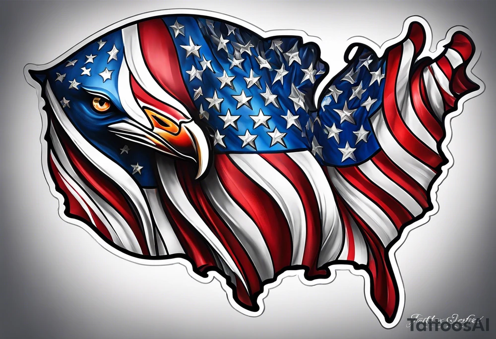 Make a tattoo an american flag that demonstrates the love and pride of my origins tattoo idea