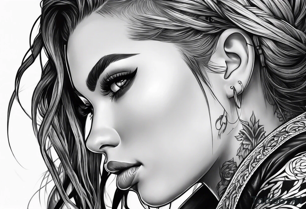Bikergirl with boxer braids tattoo idea