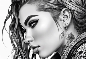 Bikergirl with boxer braids tattoo idea
