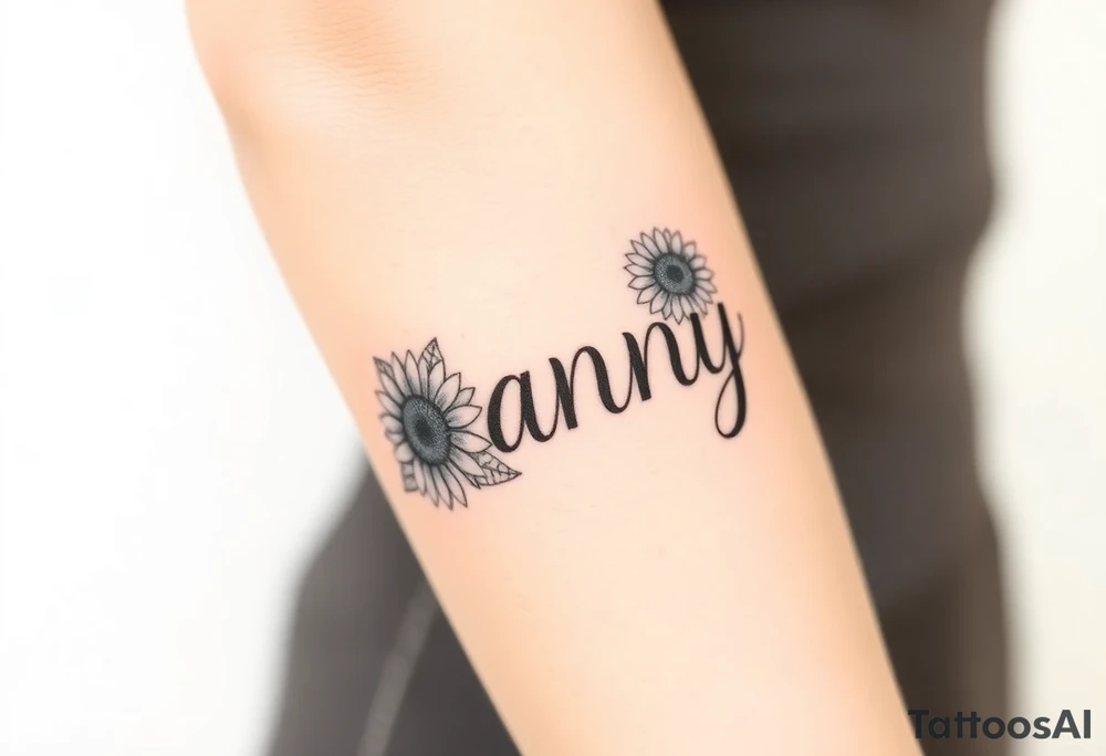 Word Nanny with sunflower 
 tattoos tattoo idea