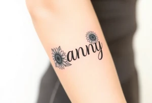 Word Nanny with sunflower 
 tattoos tattoo idea