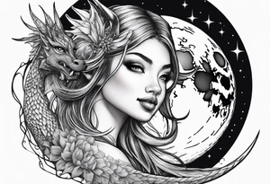 Moon fairy dragon tattoo idea