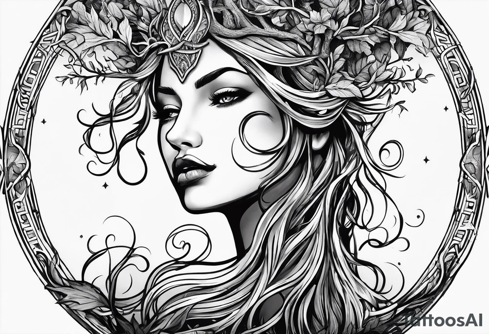 virgo sign made out of tree roots tattoo idea
